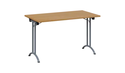 SLA 125 lak skládací jednací stůl 1250x700, deska 25 mm, podnož stříbrný lak, deska buk royal